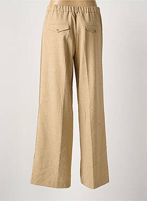 Pantalon large fermeture zippée sous rabat boutonné taille normale marron SUMMUM femme