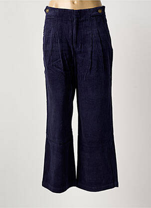 Pantalon large fermeture zippée sous rabat avec crochet taille normale bleu SEE U SOON femme