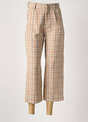 Pantalon 7/8 fermeture zippée sous rabat avec crochet taille normale beige SEE U SOON femme