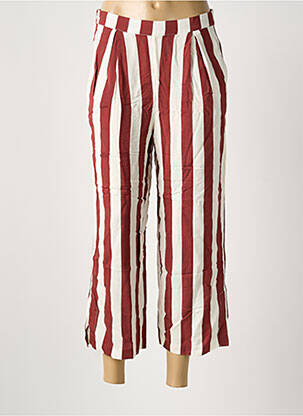 Pantalon 7/8 tissage popeline taille normale rouge ICHI femme