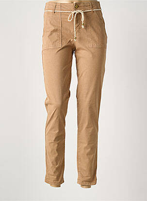 Pantalon slim tissage popeline taille normale marron SUMMUM femme