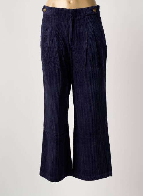 Pantalon large fermeture zippée sous rabat avec crochet taille normale bleu SEE U SOON femme