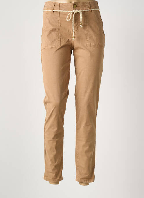 Pantalon slim tissage popeline taille normale marron SUMMUM femme