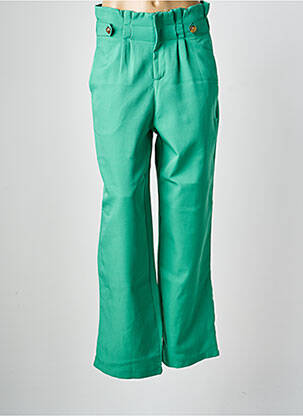 Pantalon droit fermeture zippée sous rabat boutonné vert SEASON femme