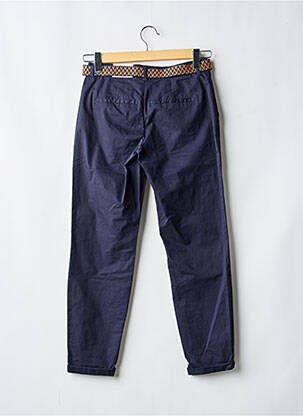 Pantalon droit fermeture zippée sous rabat boutonné bleu ONLY femme
