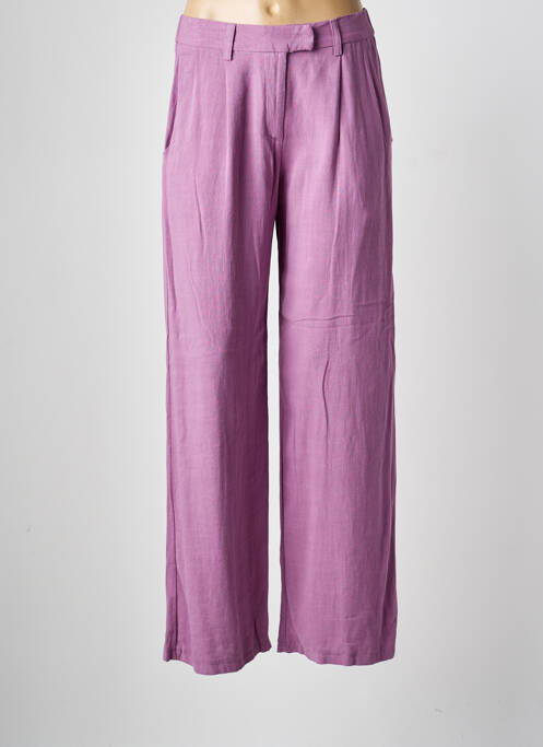 Pantalon droit fermeture zippée sous rabat avec crochet violet PEACE N'LOVE femme