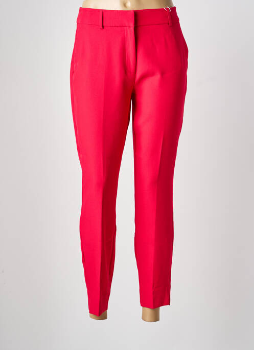Pantalon droit fermeture zippée sous rabat avec crochet rouge ONLY femme