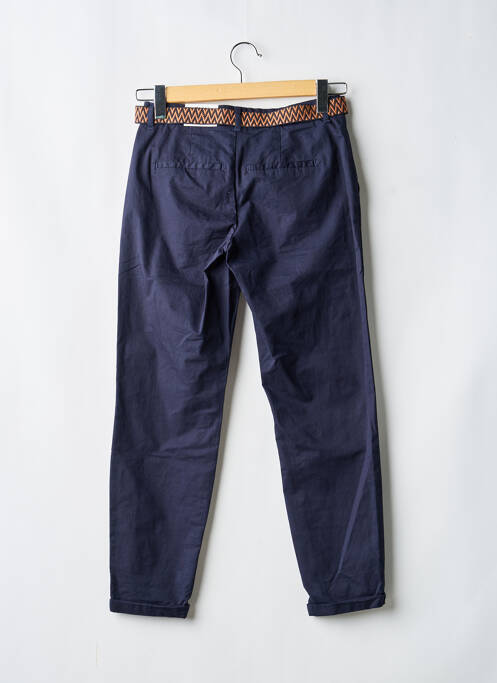 Pantalon droit fermeture zippée sous rabat boutonné bleu ONLY femme