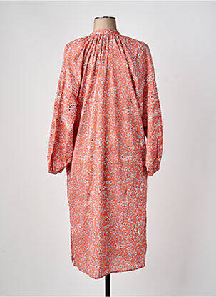 Robe mi-longue imprimé fleurs manches longues orange JANE BLUE femme