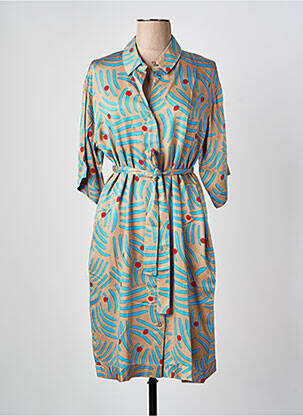Robe mi-longue manches 3/4 manches 3/4 bleu BELLA JONES femme