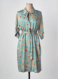 Robe mi-longue manches 3/4 manches 3/4 bleu BELLA JONES femme