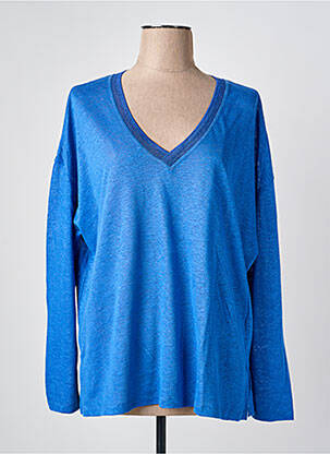 Pull col v manches longues bleu BELLA JONES femme