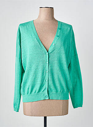 Gilet manches longues coupe cintrée vert DES PETITS HAUTS femme