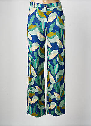 Pantalon droit fermeture zippée sous rabat boutonné taille normale bleu HARTFORD femme