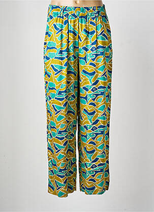 Pantalon droit tissage popeline taille normale vert BELLA JONES femme