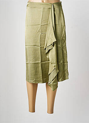 Jupe mi-longue fermeture zip latéral vert BELLEROSE femme