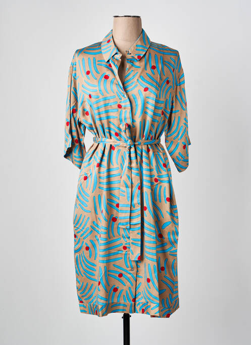 Robe mi-longue manches 3/4 manches 3/4 bleu BELLA JONES femme