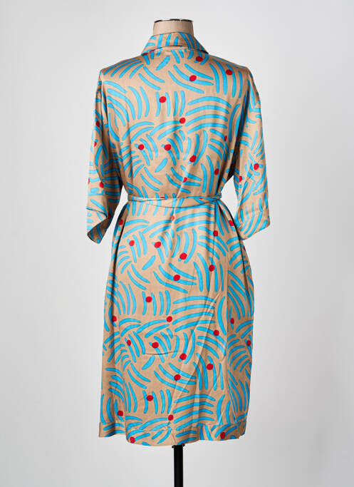 Robe mi-longue manches 3/4 manches 3/4 bleu BELLA JONES femme