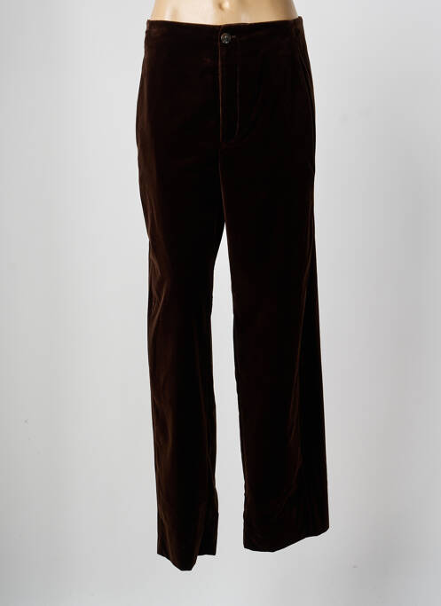 Pantalon droit fermeture zippée sous rabat boutonné taille normale marron SOEUR femme