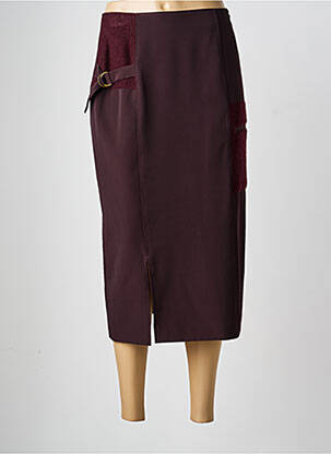 Jupe mi-longue taille à pinces marron CHRISTIAN MARRY femme