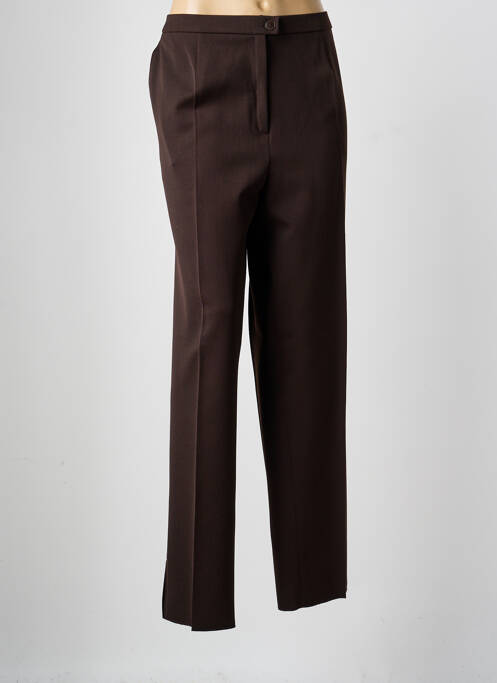 Pantalon droit tissage crêpe taille haute marron KARTING femme