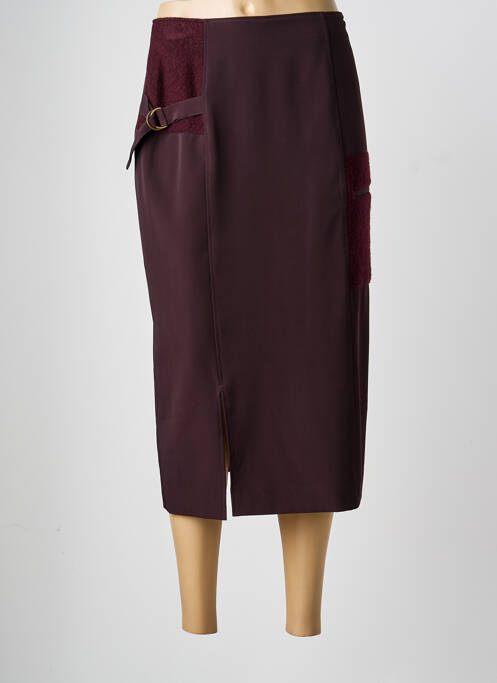 Jupe mi-longue taille à pinces marron CHRISTIAN MARRY femme
