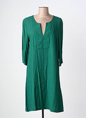 Robe mi-longue manches 3/4 manches 3/4 vert JANIS & JOHN femme