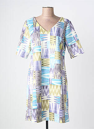 Robe mi-longue coupe évasée manches courtes bleu HALOGENE femme