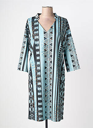 Robe mi-longue manches 3/4 manches 3/4 bleu DANIELA femme
