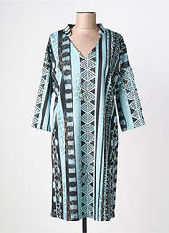 Robe mi-longue manches 3/4 manches 3/4 bleu DANIELA femme