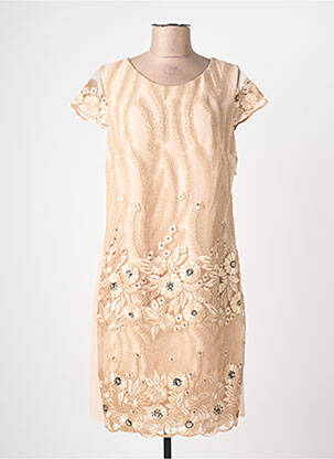 Robe mi-longue manches courtes manches courtes beige FRED SABATIER femme