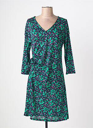 Robe mi-longue manches 3/4 manches 3/4 vert LE SINGE DE JULIE femme
