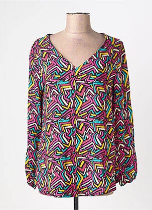 Blouse imprimé fantaisie manches longues rose HALOGENE femme