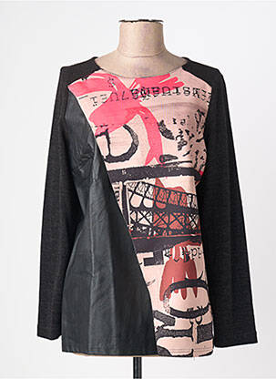Pull coupe cintrée manches longues noir EROKE femme