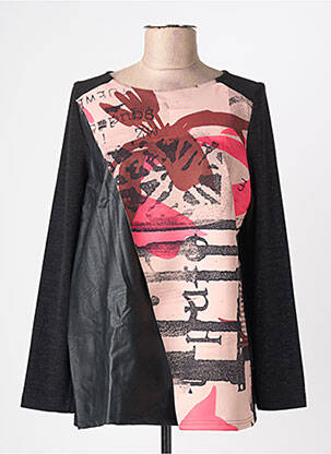 Pull col rond manches longues noir EROKE femme