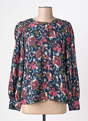Blouse imprimé fantaisie manches longues bleu JENSEN femme