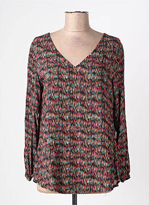 Blouse imprimé fantaisie manches courtes noir HALOGENE femme
