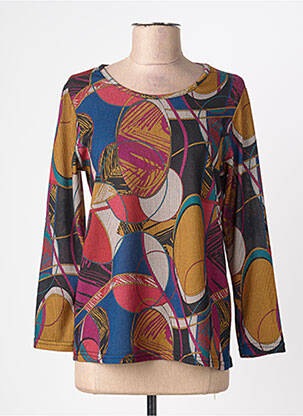 Top imprimé fantaisie manches longues jaune HALOGENE femme