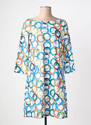 Robe mi-longue manches 3/4 manches 3/4 bleu VEGAS femme