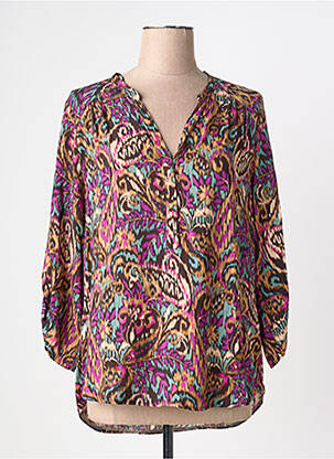 Blouse imprimé fantaisie manches longues violet EMA BLUE'S femme
