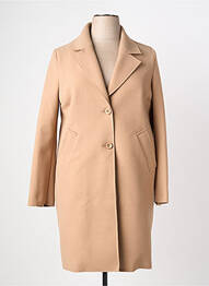 Manteau long coupe droite sans capuche beige ELEONORA AMADEI femme