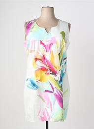 Robe mi-longue imprimé fantaisie sans manche blanc HALOGENE femme
