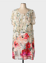 Robe mi-longue imprimé fantaisie manches courtes vert FRED SABATIER femme