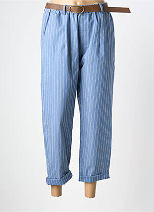 Pantalon 7/8 taille élastique bleu FASHION femme