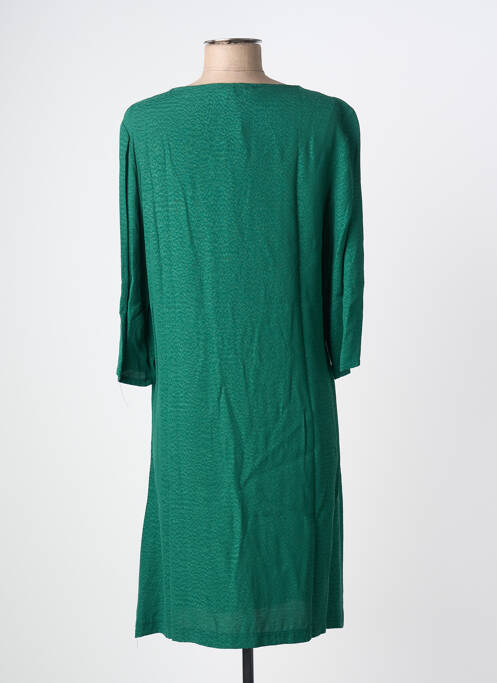 Robe mi-longue coupe fluide manches 3/4 vert JANIS & JOHN femme