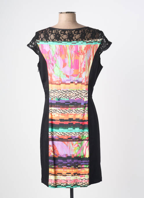 Robe mi-longue imprimé fantaisie manches longues noir PAUL BRIAL femme