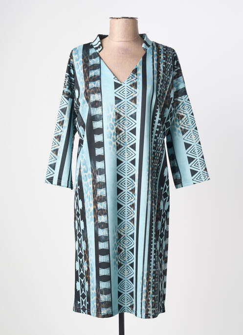 Robe mi-longue manches 3/4 manches 3/4 bleu DANIELA femme