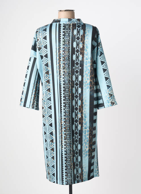 Robe mi-longue manches 3/4 manches 3/4 bleu DANIELA femme