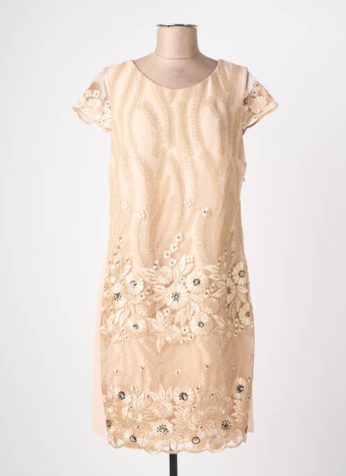Robe mi-longue manches courtes manches courtes beige FRED SABATIER femme