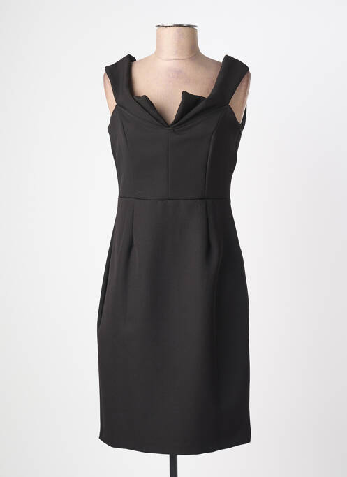 Robe mi-longue tissage crêpe sans manche noir PAUL BRIAL femme